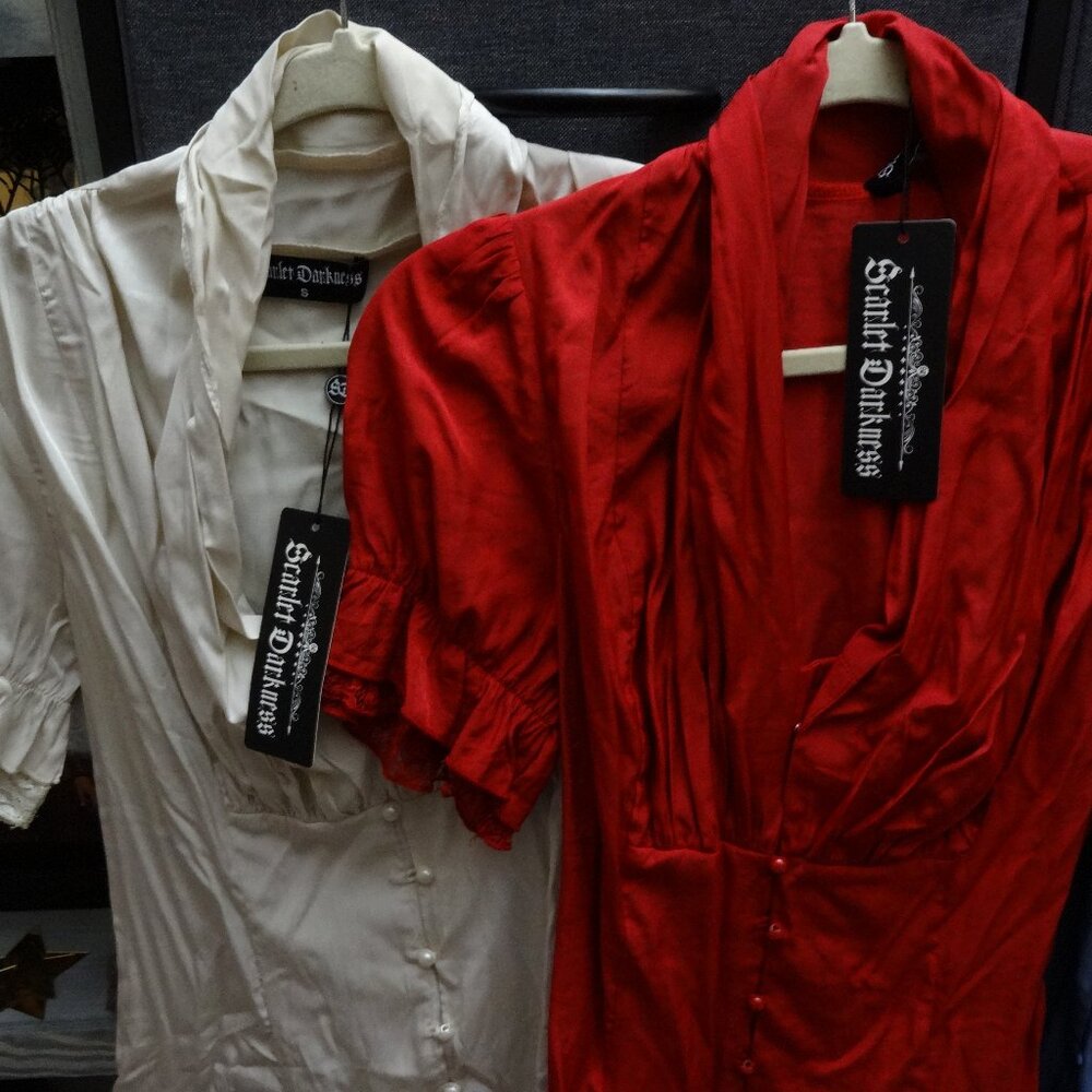 scarlet darkness corset top shirt lot red blue cream green  victorian gothic